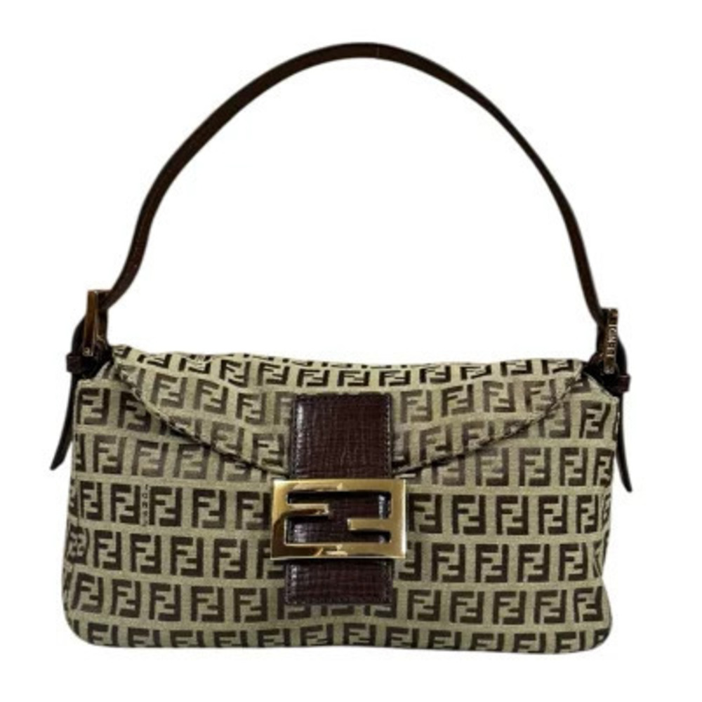 Fendi Mamma Bucket Zucchino Handbag Canvas Brown